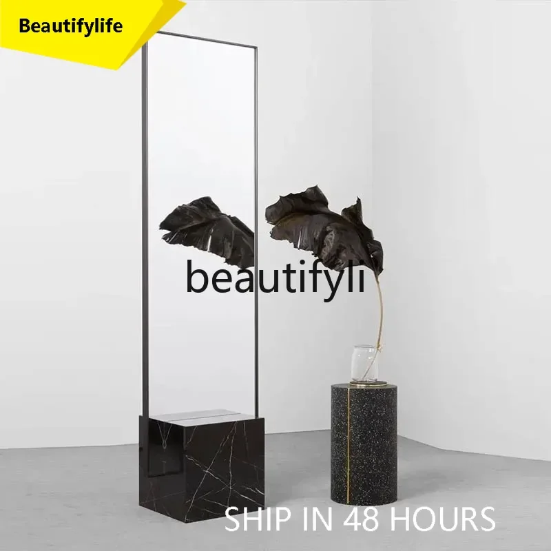 

smt1 Nordic natural marble full body bedroom living room floor clothing store rectangular fitting mirror