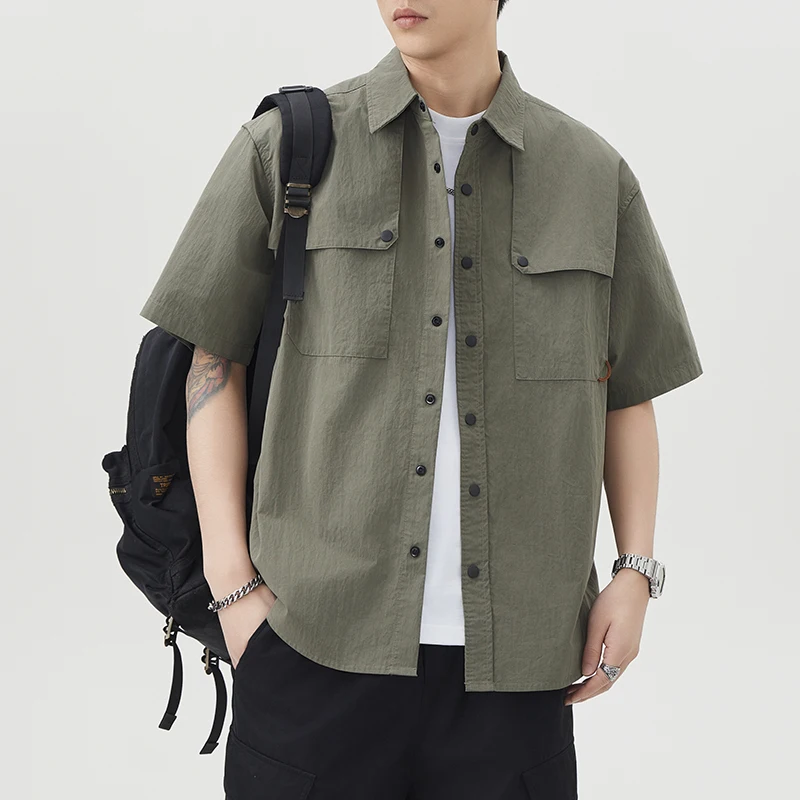 

Summer Fashion Short Sleeve Shirts Men Super Slim Fit Male Casual Social Business Dress Shirts Brand Men Outdoor Sports Clothing