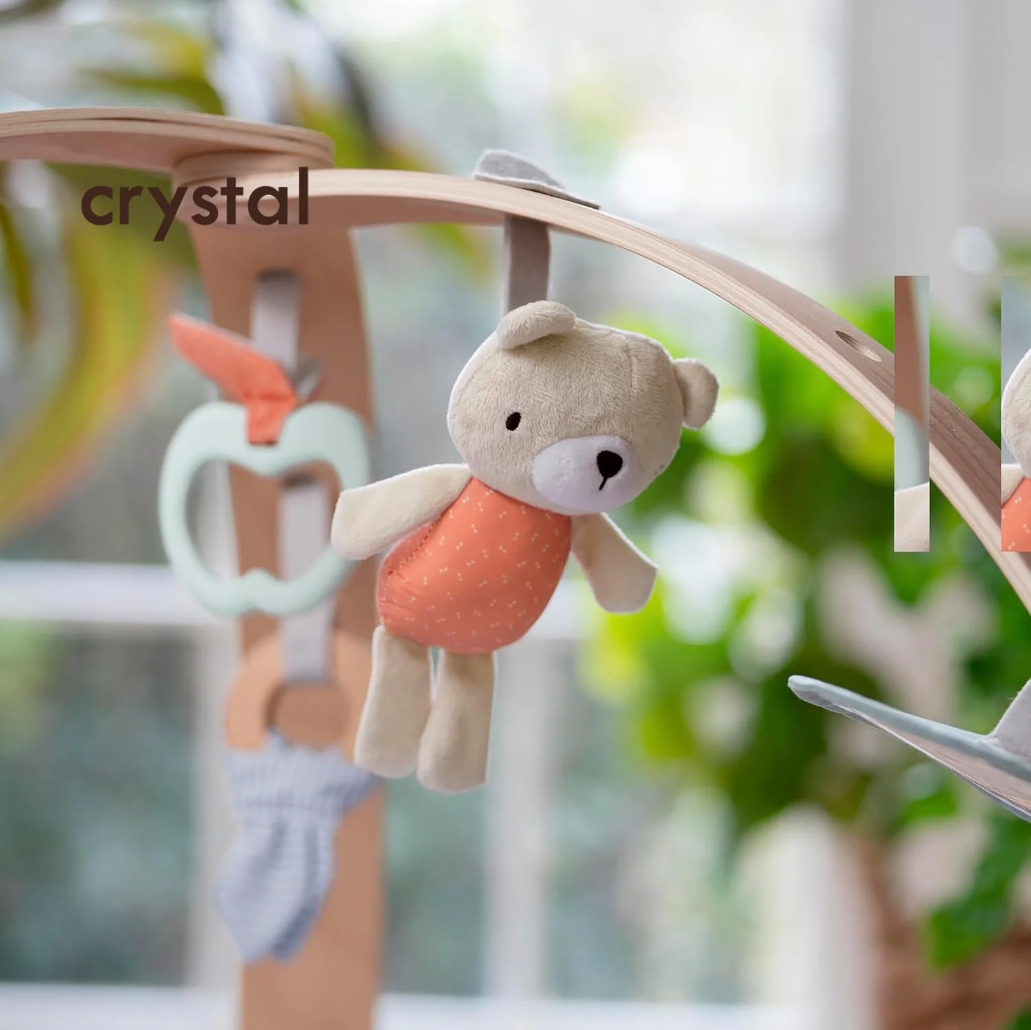 Crystal Nordic Style Natural Pine Wood Reversible Soft Stuffed Baby Play Gym with Geometric Design for Nursery