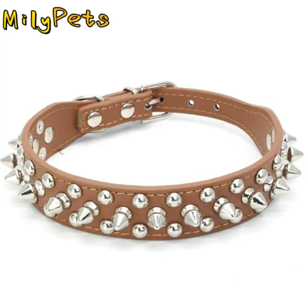

Fashion Adjustable PU Leather Pet Accessories with Rivet Durable Dog Collar Pet Necklace Dog Chains Cat Choker
