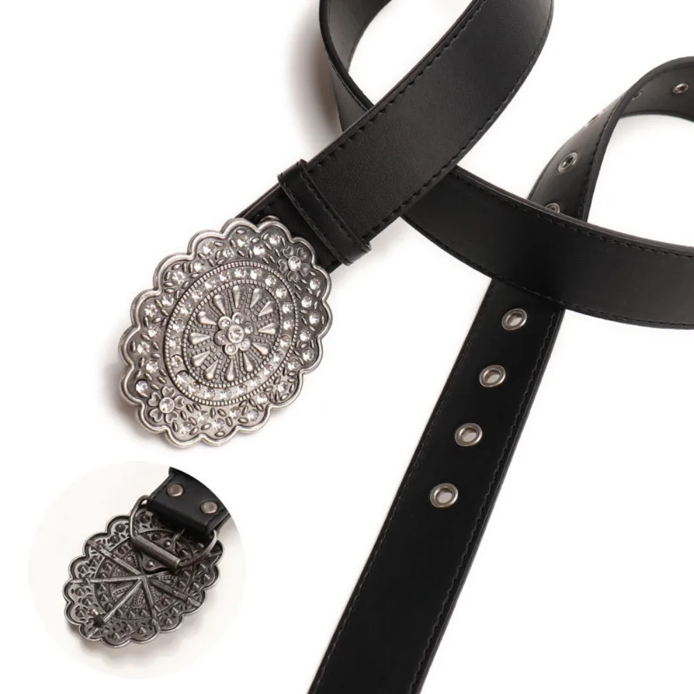 

Черный широкий пояс в стиле ретро с драгоценными камнями для женщин, износостойкие джинсы, подходящие для повседневного использования