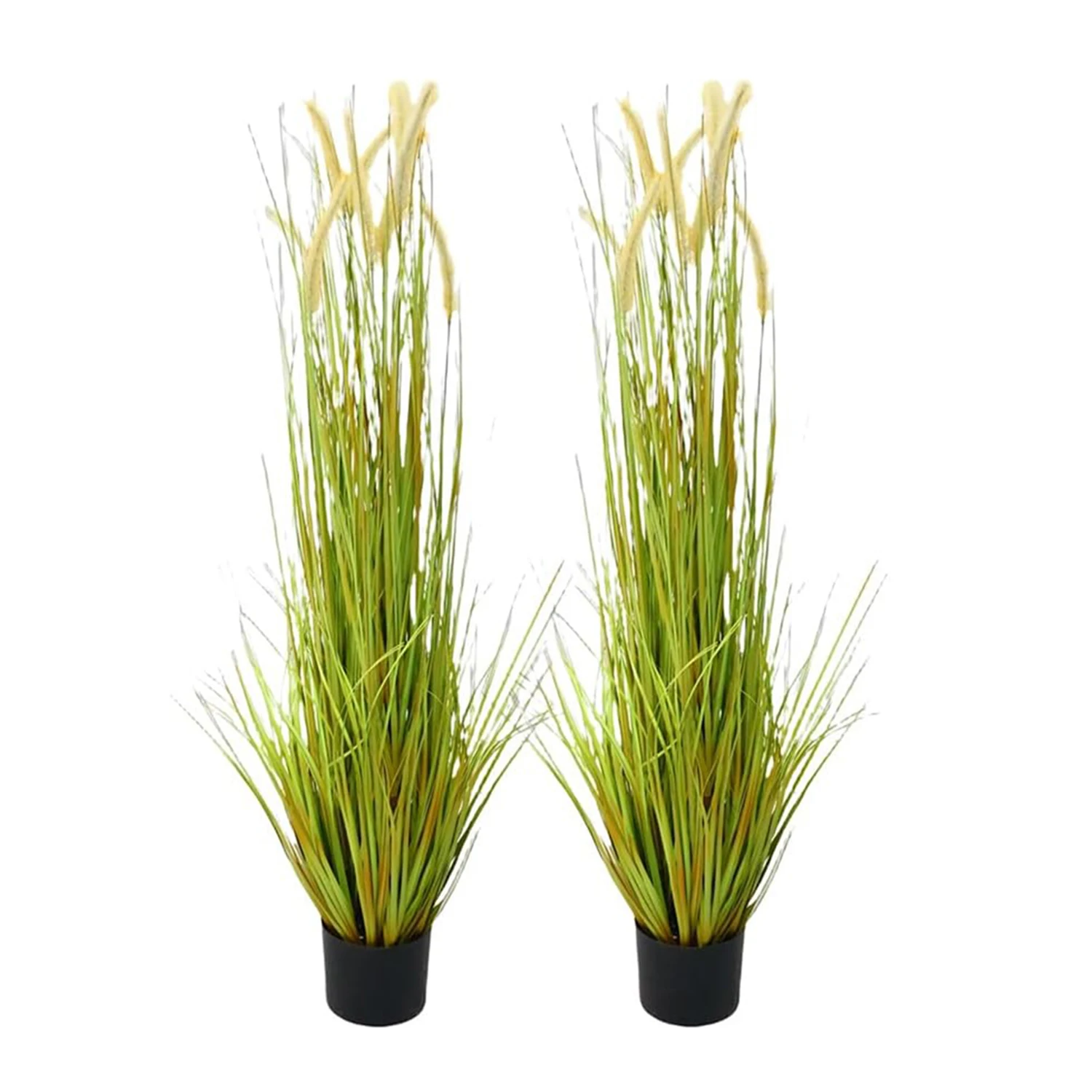 2Pcs 4Ft Artificial Grass with Pots Wheat Grass Green Leaves Fake Plants Realistic Foxtail Grass Pampas for Party Supplies