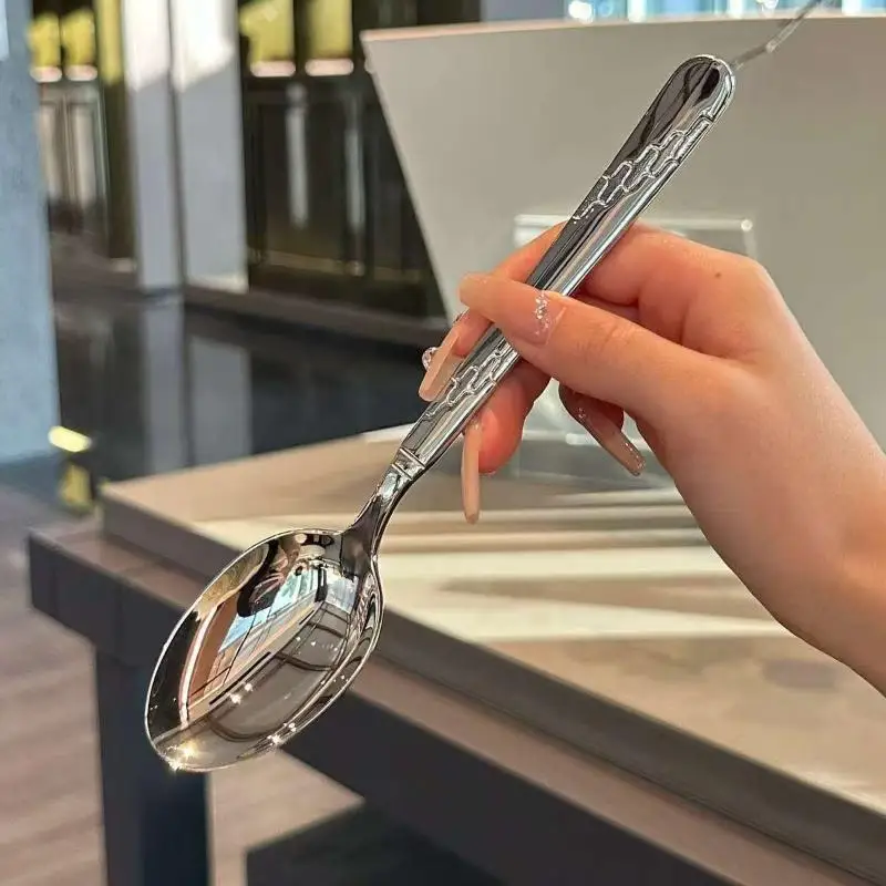 Stainless Steel Round Serving Spoon Food Grade Large Size Rice Dining Spoon with Drain Hole Perfect Housewarming Gift for New H