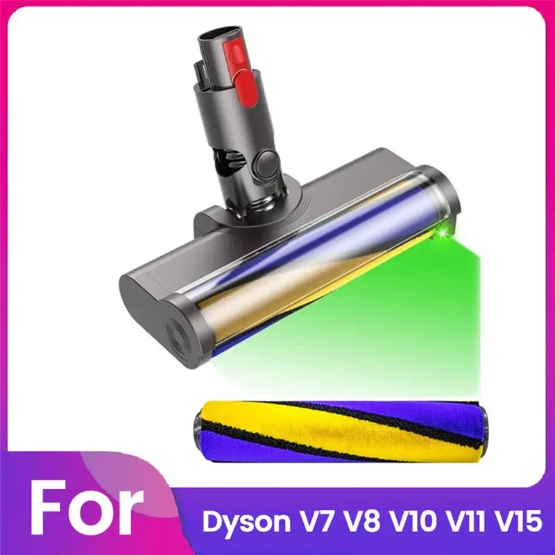(ABPO) Roller Brush Head Replacement for Dyson V7 V8 V10 V11 V15 Vacuum Cleaner Parts Hardwood Floor with Green Dust Light