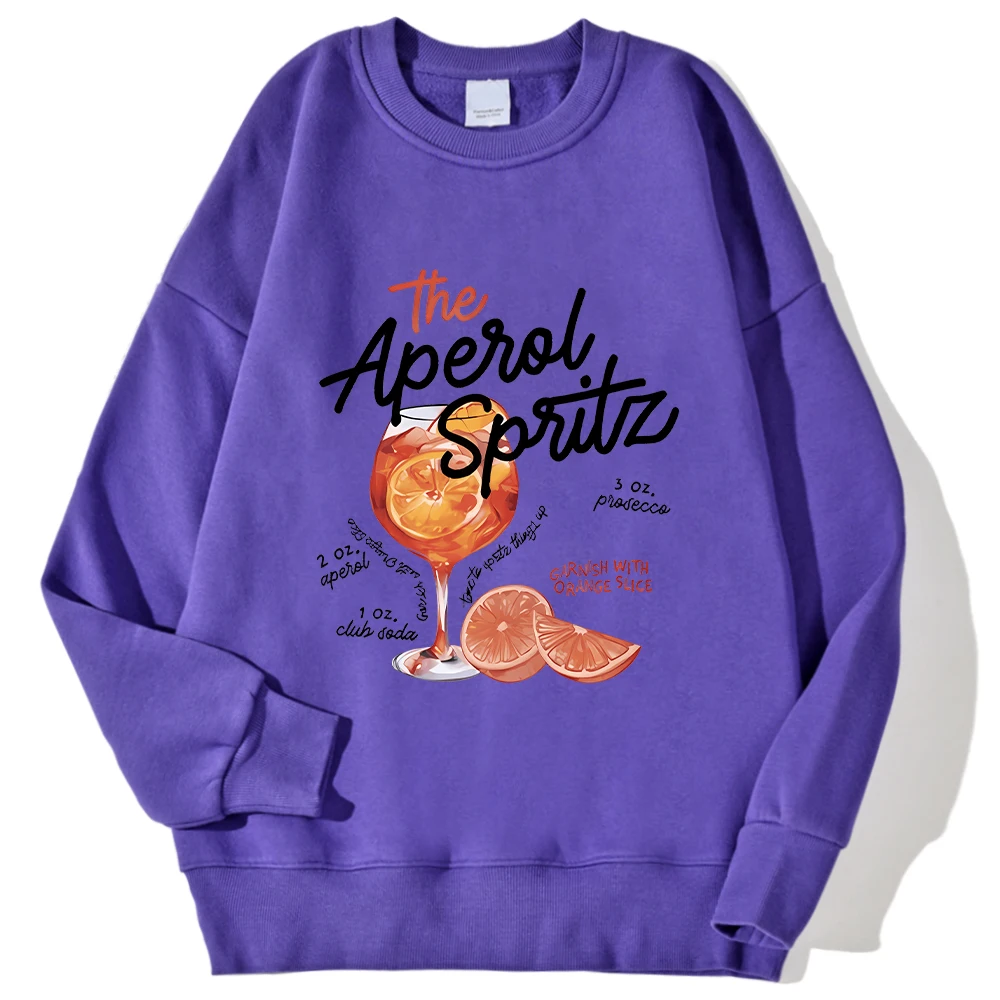 Winter Womans Sweatshirt The Aperol Spritz Retro Cocktail Printing Pullover Loose Crewneck Warm Fleece Hoodie Kawaii Sportswear