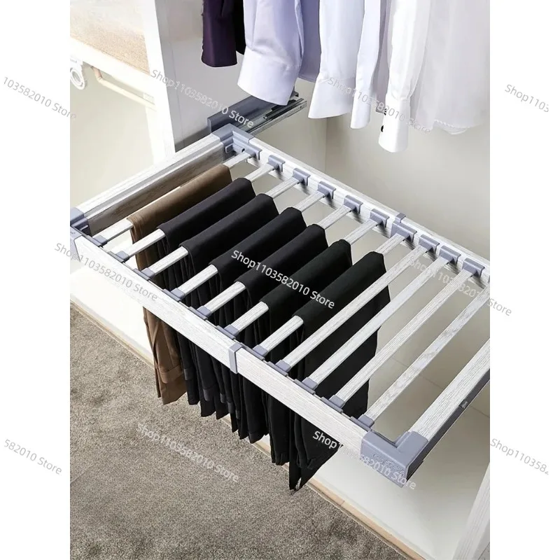 Multifunctional Built-In Retractable Pants Slide Rail, Drawer-Type Trouser Storage Rack for Home Wardrobe Organizer