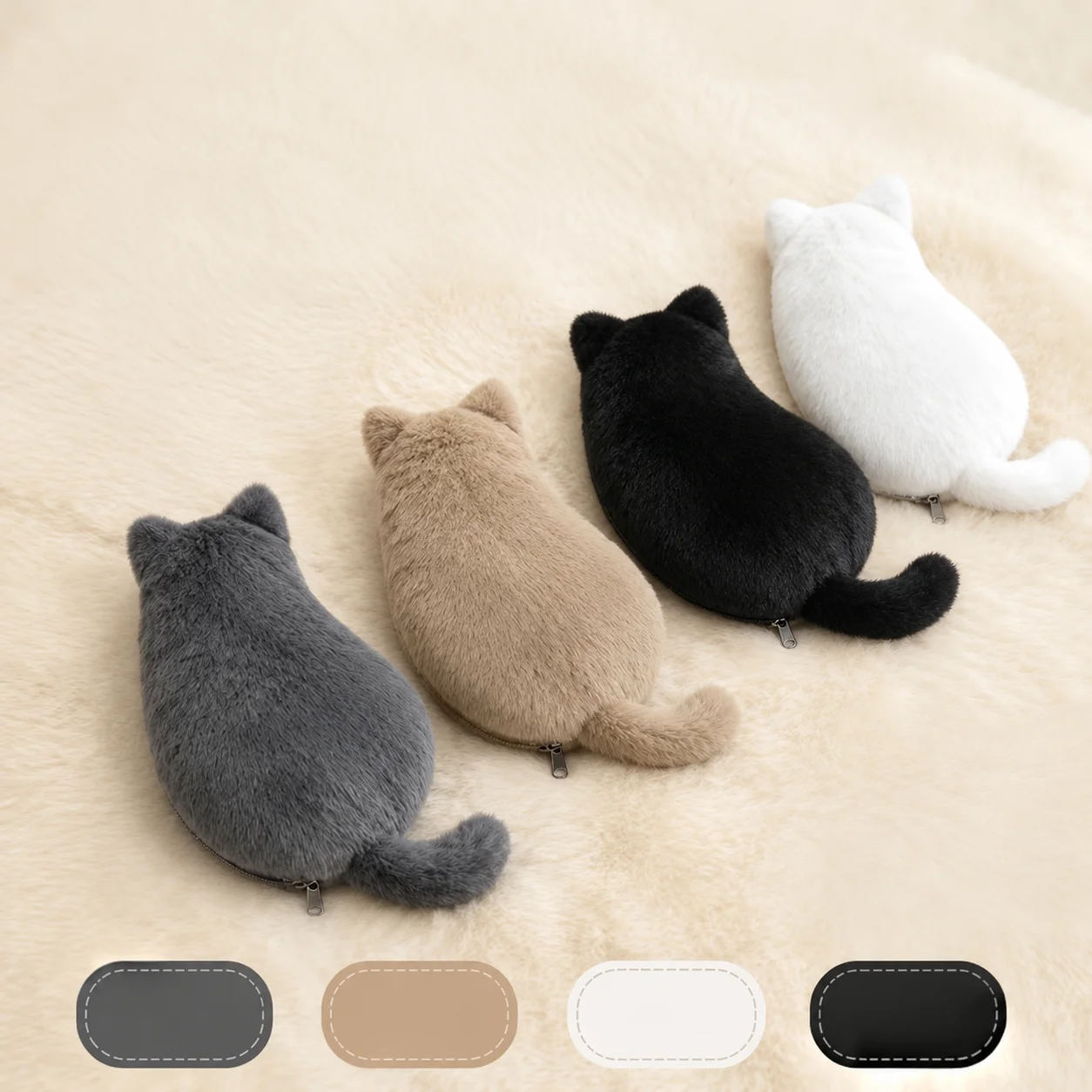 かわいいぬいぐるみ猫ペンシルケース、韓国風大容量ソフトメイク - Korean Skincare Routine のレビューと価格