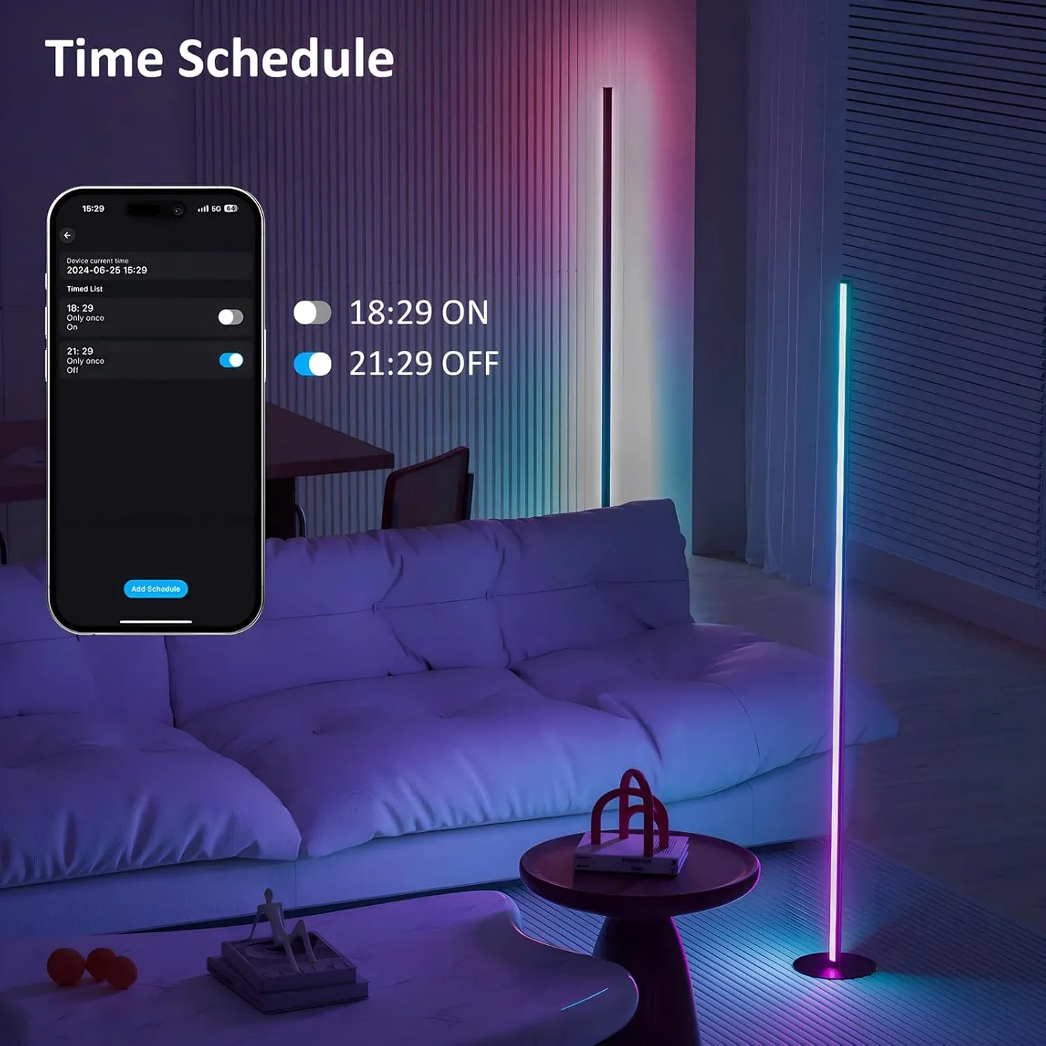 TechHPCorner Floor Lamp RGB IC Light With APP And Remote Control LED Floor Ambient Lights With16
