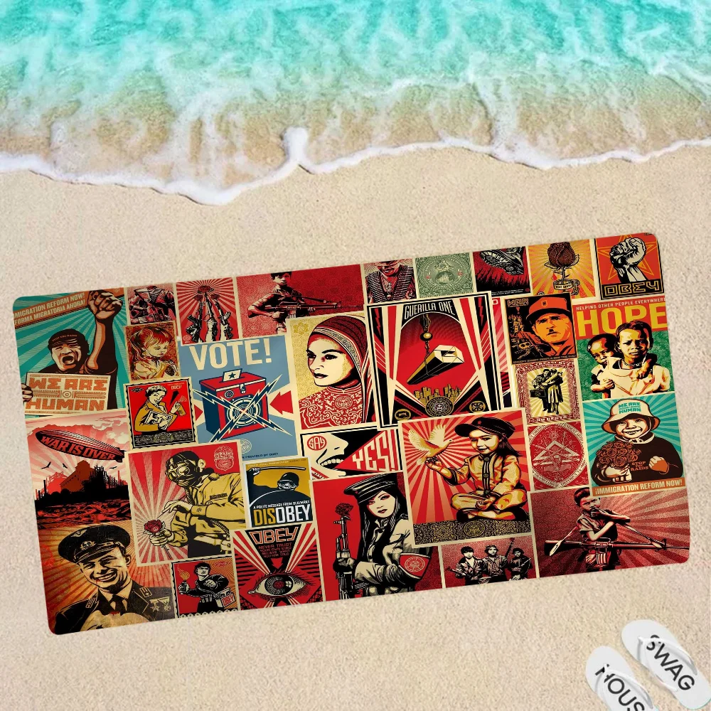 Obey Anime Beach Swimming Towel Soft Absorbent Washcloth Children's Gifts For Kids Travel Camping Gym