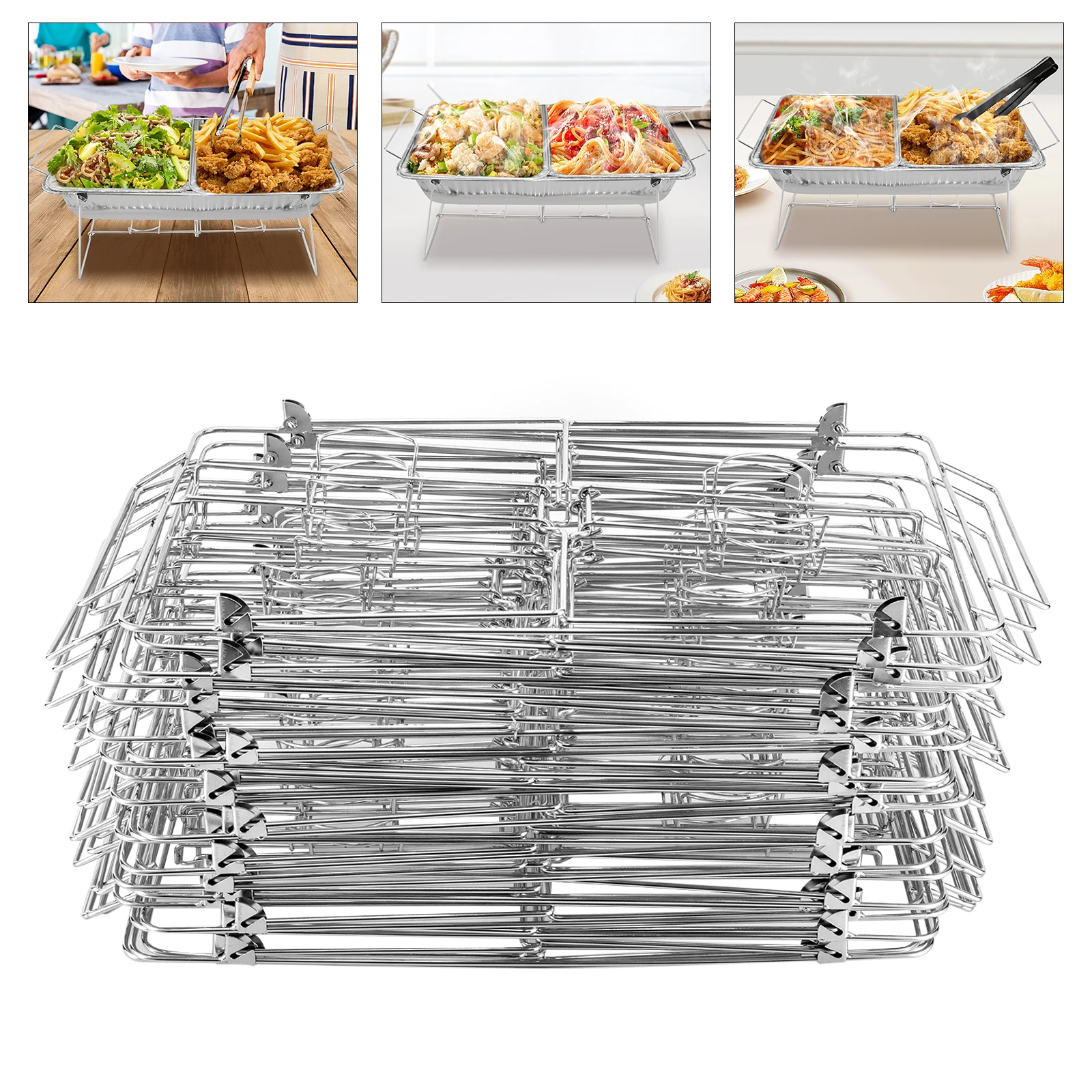 24 Pcs Chafing Wire Racks Buffet Stand Full Size Racks For Dish Serving Trays Food Warmer Catering Supplies