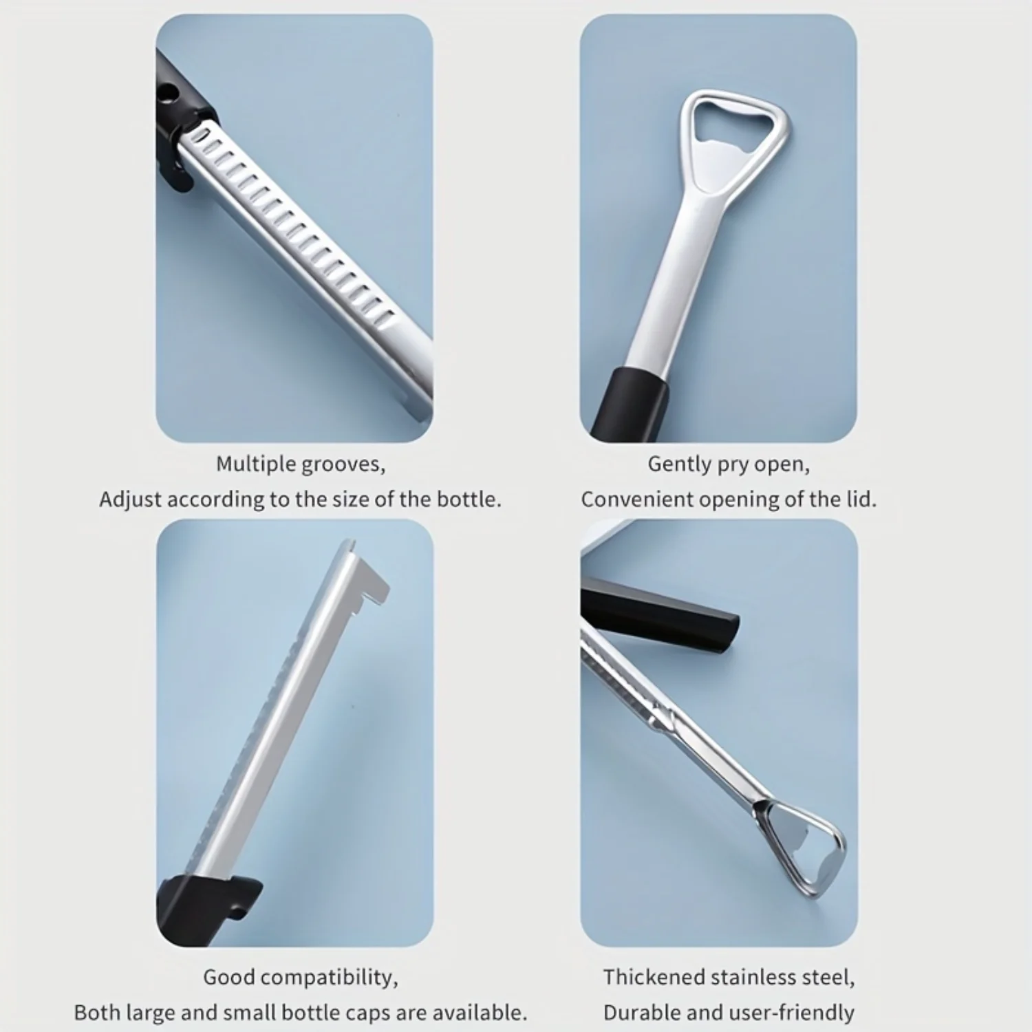 2-in-1 Adjustable Premium Stainless Steel Multi-Functional Can Opener - Effortless Opening, Sharp Cutting, Smooth Edge, Compact