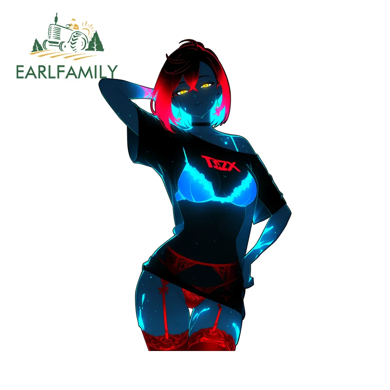 

EARLFAMILY Ayase Momo Neon Bikini Car Stickers Sexy Anime Motorcycle Windows Surfboard Decal Scratch-Proof Car Door Protector