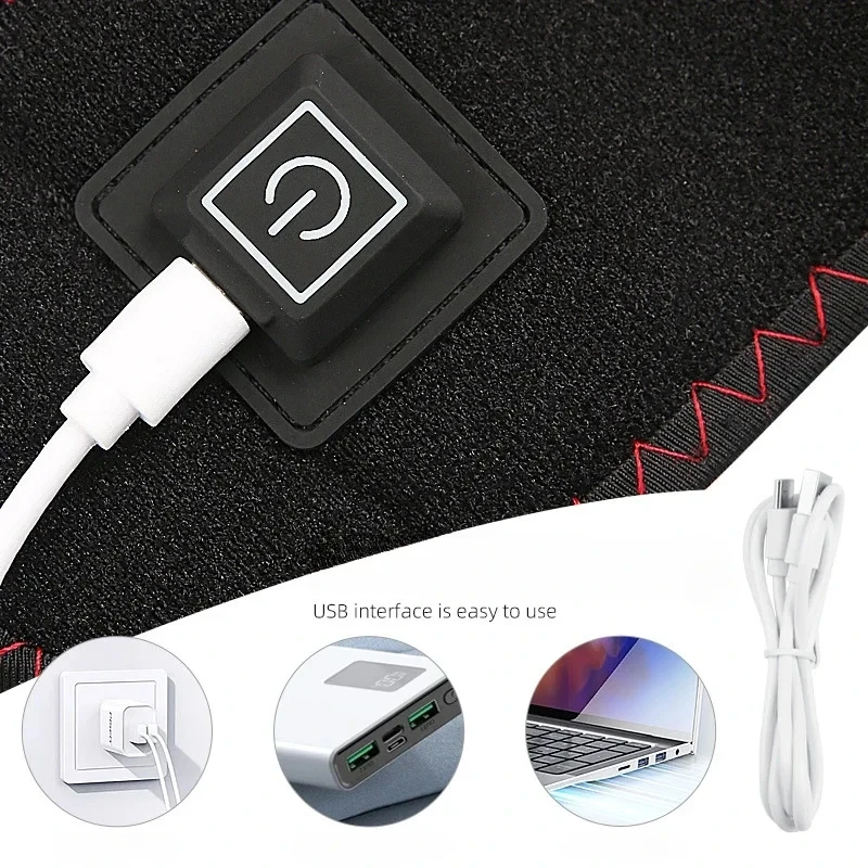 كم دعم المعصم ساخن كهربائيًا، حزام أسود قابل للتعديل وجيد التهوية، شحن USB، جهاز تدفئة محمول، حماية مفصل اليد في الشتاء