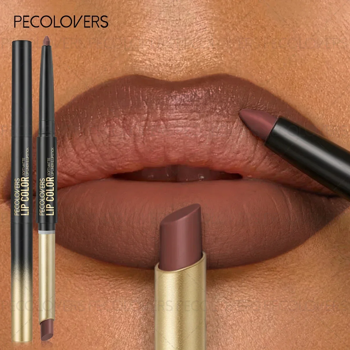 1PC Rotating Lipstick Pen Long-lasting Waterproof Double-ended Matte Lip Liner Pen Suitable for Beginners to Use Lip Liner