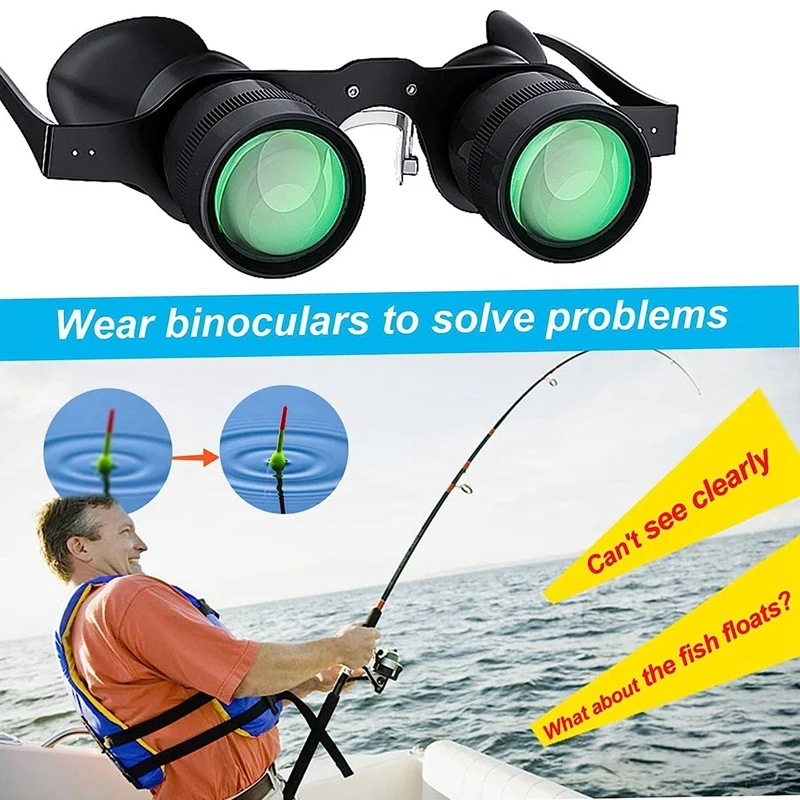 Fishing Binoculars Portable Binoculars Hands Free Binoculars Telescope 10X Zoom Glasses For Outdoor Fishing Bird Watching