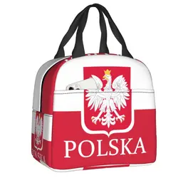 Custom Polska Polish Flag Lunch Bag Men Women Poland Flag Cooler Thermal Insulated Lunch Boxes for Adult Office