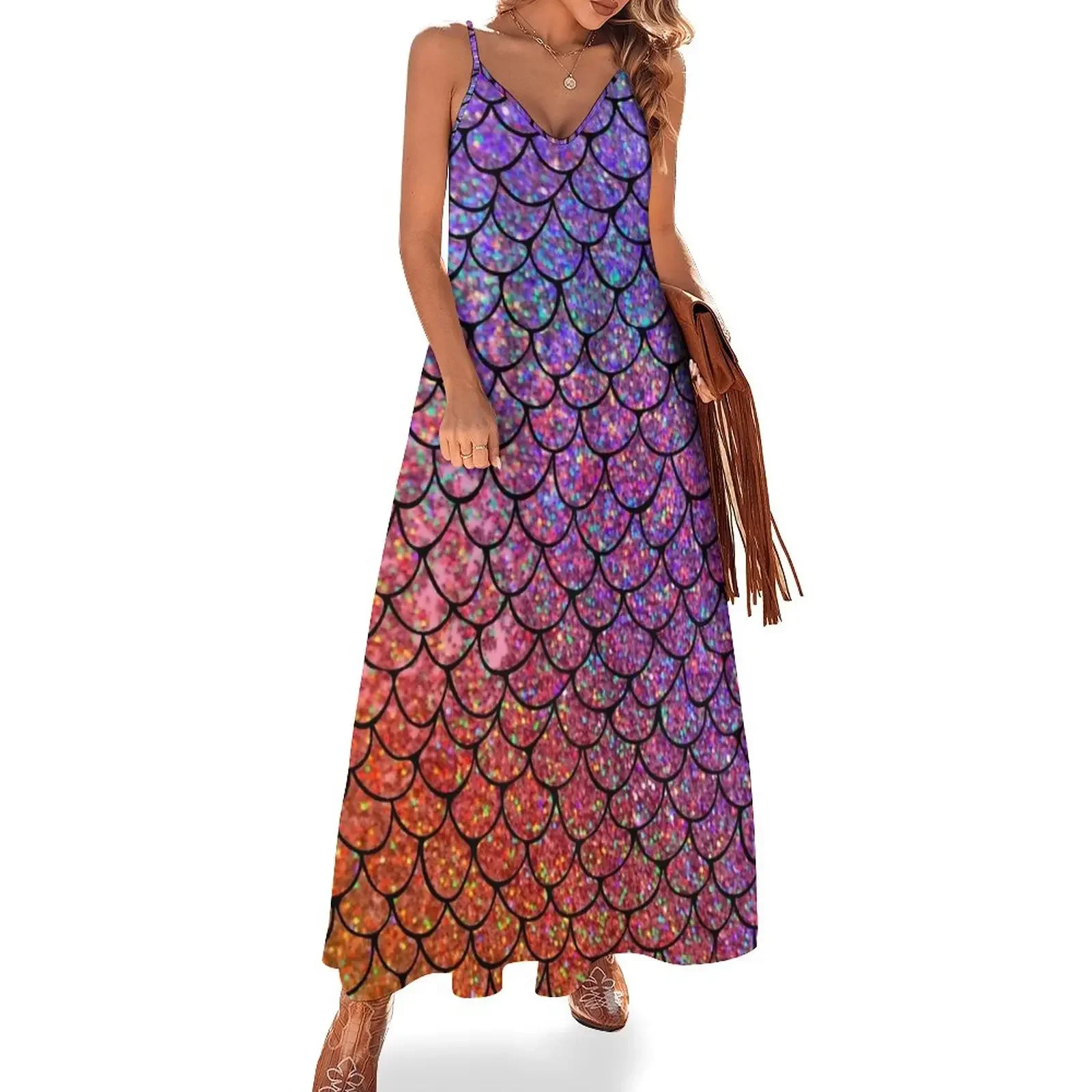 

Colorful Glitter Mermaid Scales Sleeveless Dress summer outfits for women 2024 Dress