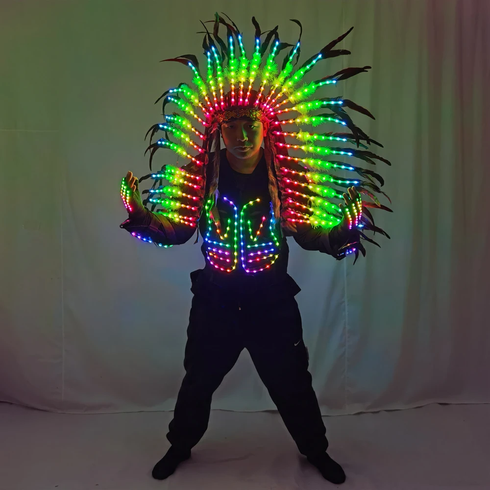 Voll farbige LED leuchtende Rüstung leuchten Jacke leuchtende Kostüme Anzug Bar Dance Team ds Sänger DJ Nachtclub Gogo Kostüm