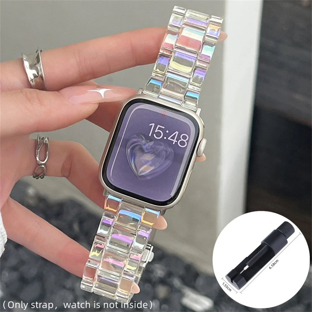 Transparent Laser Acrylic Strap for Apple Watch Band 44mm 45 38 41 42 46 49 40mm Fashion Clear Bracelet for iWatch 11 10 9 8 7 6