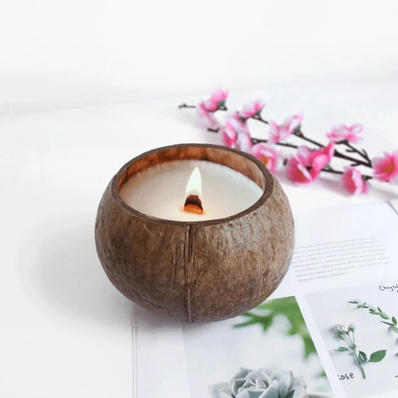 Hot 4X Can Pouring Candle Coconut Shell Bowl,Coconut Shell,Coconut Wood Bowl, Creative Decoration Bowl,Storage Bowl