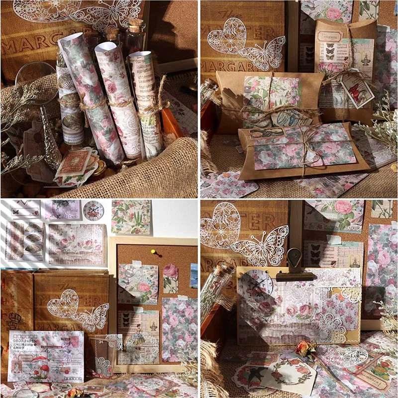 สติ๊กเกอร์ตกแต่งวินเทจ100ชิ้นสำหรับวารสารศิลปะขยะตกแต่งสวยงามภาพอัลบั้มภาพตัดปะแบบทำมือ