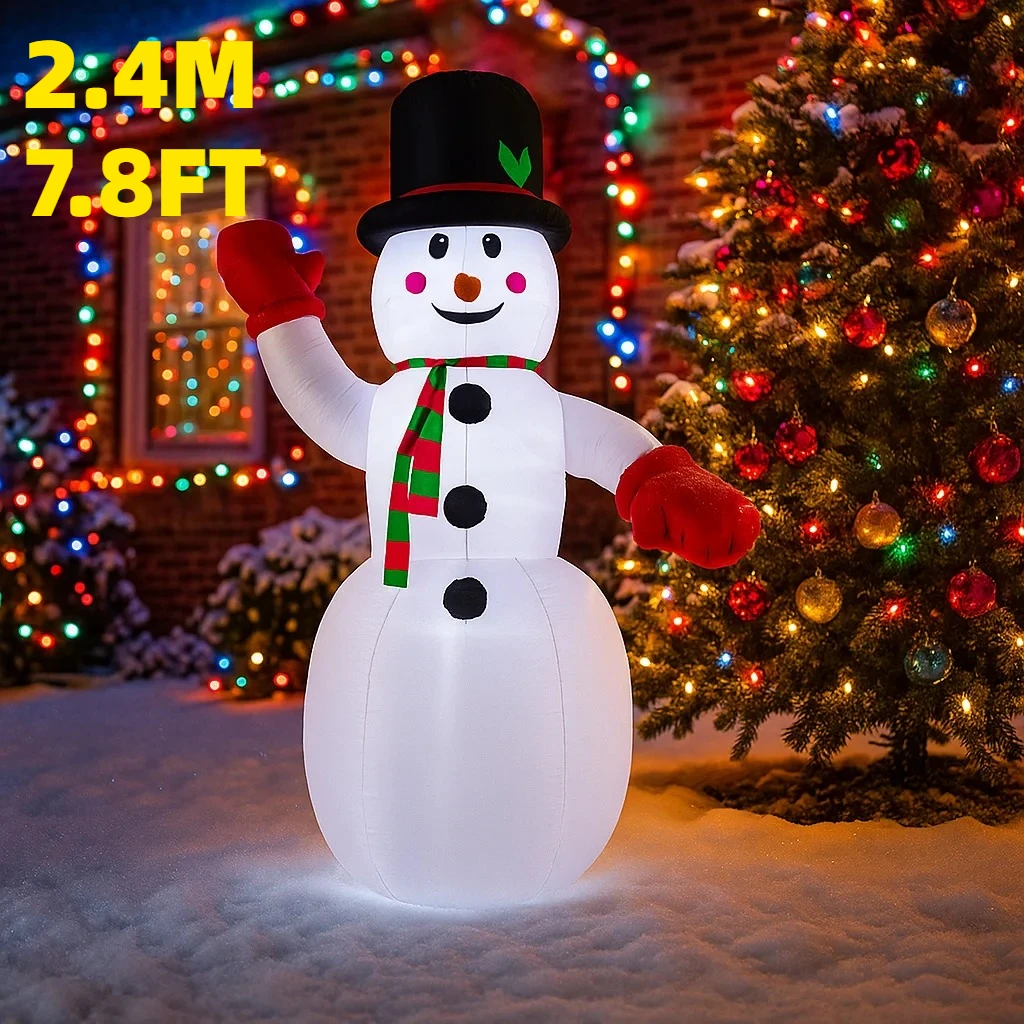 

2.4M/7.8FT Inflatable Snowman Santa Claus Lights LED Home Decorations Toys Yard Xmas Ornaments Holiday Supplies Outdoor Garden