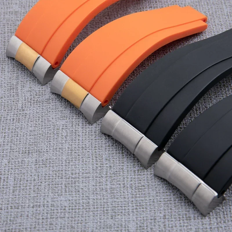 Cinturino in gomma morbida da 20 mm per cinturino Rolex GMT OYSTERFLEX Daytona Submariner GMT Yacht-Master fibbia pieghevole