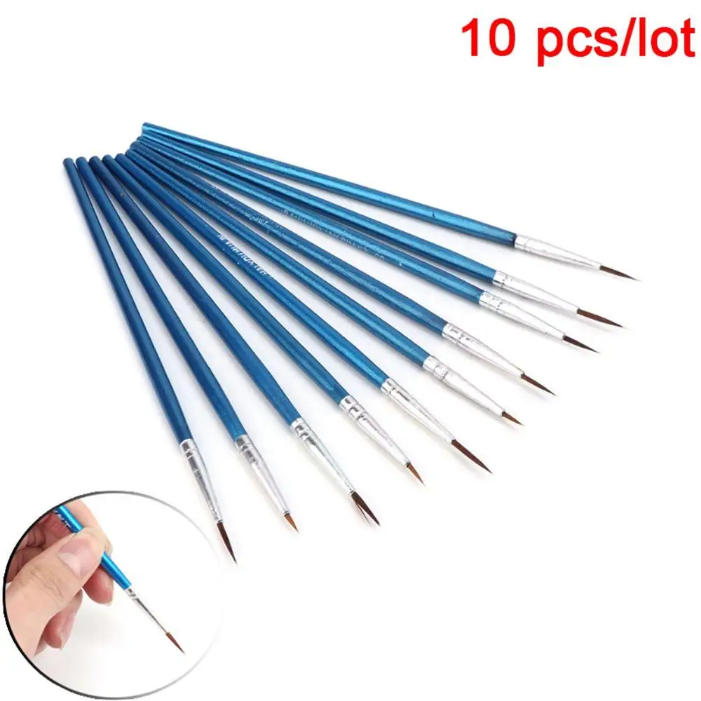 10 Pcs/lot Thin Watercolor Pastry Nylon Fiber Hair Line Drawing Pen Artist Paint Brush Fondant Cake Decorating