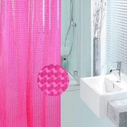 1PCS Pink color 3D shower curtain, PEVA plastic waterproof curtains for bathroom, 1.8x1.8m size