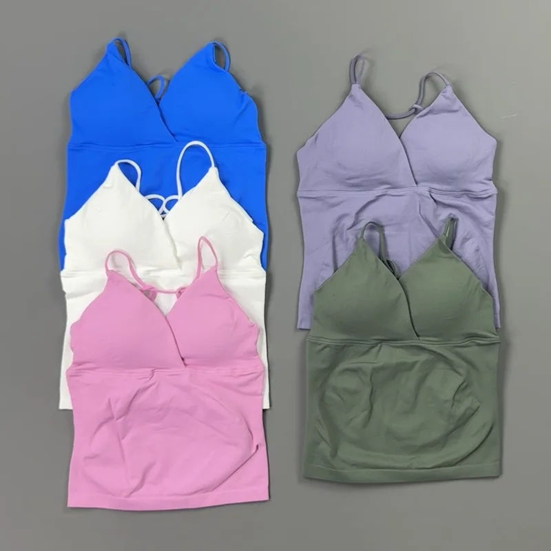 Women Yoga Tank Top V Neck Slim Fit Sports Bra Breathable Soft Stretch Workout Gym Pilates Running Athletic Sleeveless Vest