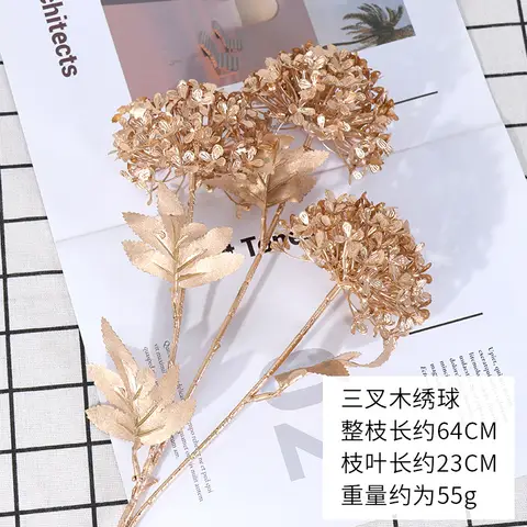 1pc Simulated Golden Gingko Leaves Eucalyptus Leave PlasticFan Leaves Peacock Tail Home Wedding Decoration Artificial Flowers