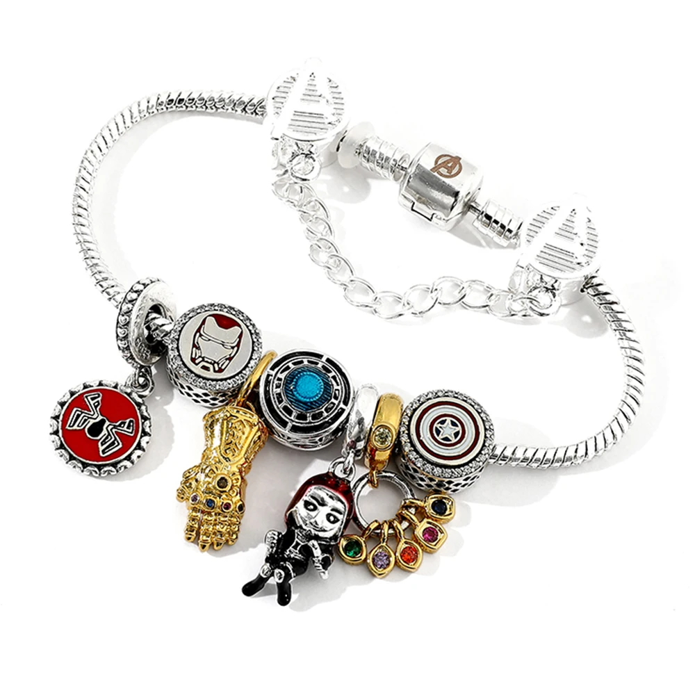 Superhero Marvel bracciale Infinty Stones Avengers Jewelry braccialetto estetico con ciondoli in metallo perline di cristallo fai da te marca