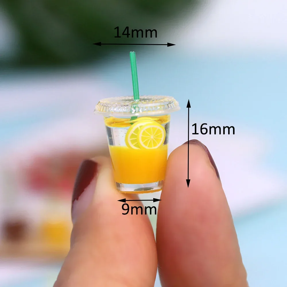 1Pcs 1/12 Dollhouse Miniature Accessories Mini Resin Fruit Juice Cup Drinks Model for Doll House Home Decoration ob11 bjd