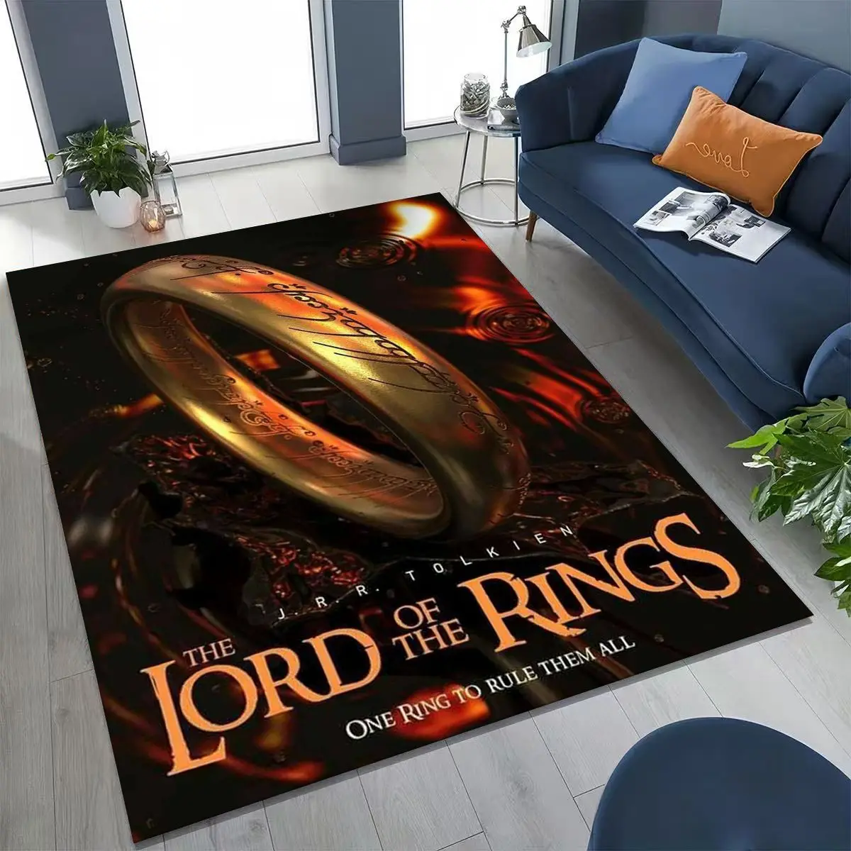 3D L-Lord of The Rings H-Hobbit Movie Board Rug for Bedroom Living Room Sofa Home Doormat Decor, Large Kids Non-slip Floor Mat
