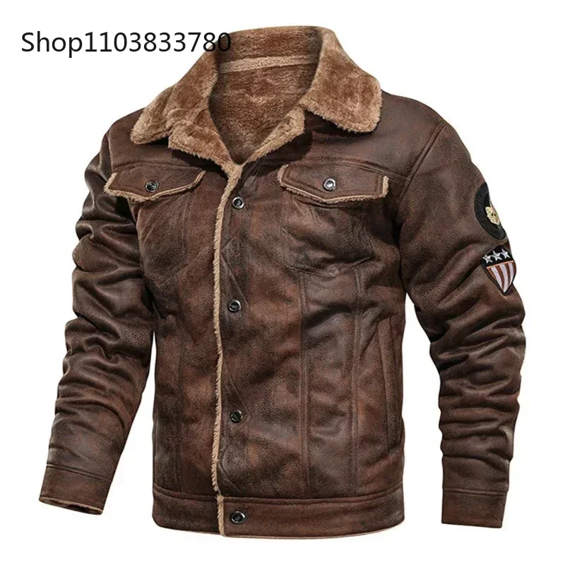 Men\'s Leather Jackets Warm Thick Autumn Casual Motorcycle PU Bomber Jacket Biker Leather Coats Male Windbreaker Brand Clothing