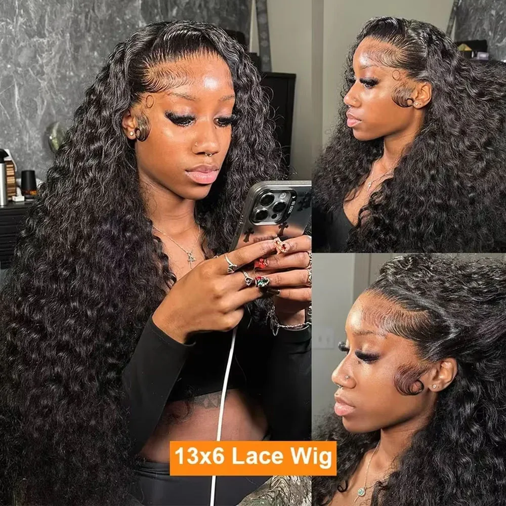 13x6 HD Lace Loose Deep Wave Frontal Wigs 42 Inch Deep Curly Lace Front Human Hair Wigs Preplucked Glueless Wig Human Hair image 3