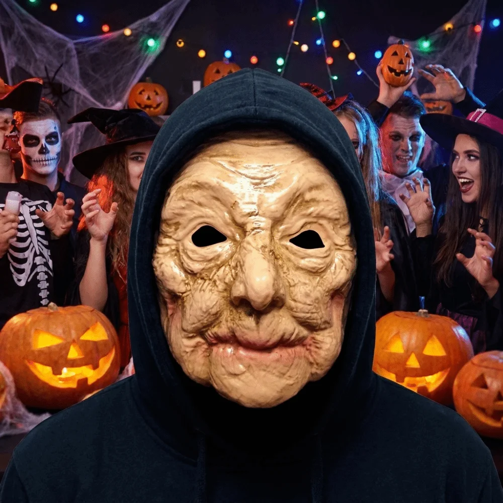 Facepiece Realistic Halloween Scary Mask Creativity Breathable Old Man Mask Spooky Funny Full Face Mask Masquerade