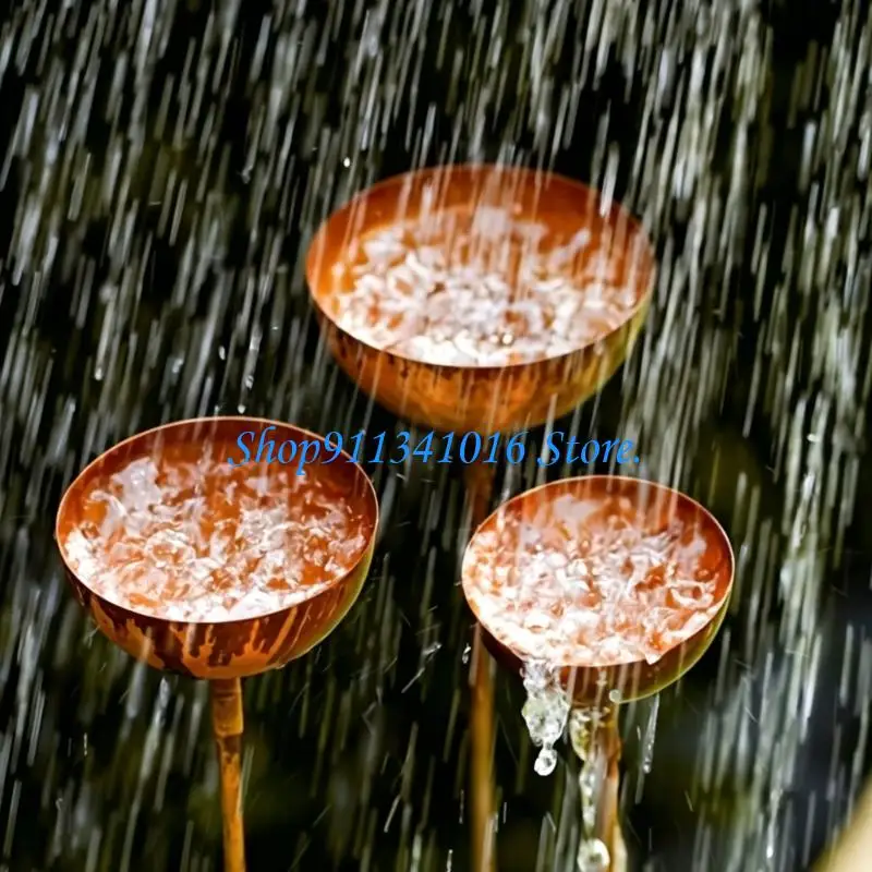  Retros Styles Rain Chain Decoration With Water Collection Cup Iron Rainwater Collector Decorative Stake For Gardens