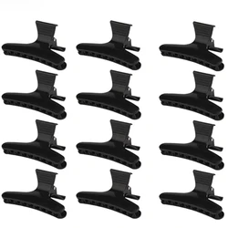 12pcs Butterfly Hairdressing Section Clips Women Girls Hair Section Claw Pro Salon Accessories Hair Styling Holding Clamps Black