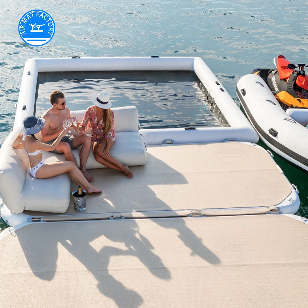Factory Customized Outdoor Water Leisure Platform Pool Inflatable Yacht Swimming Pool with Protective Net
