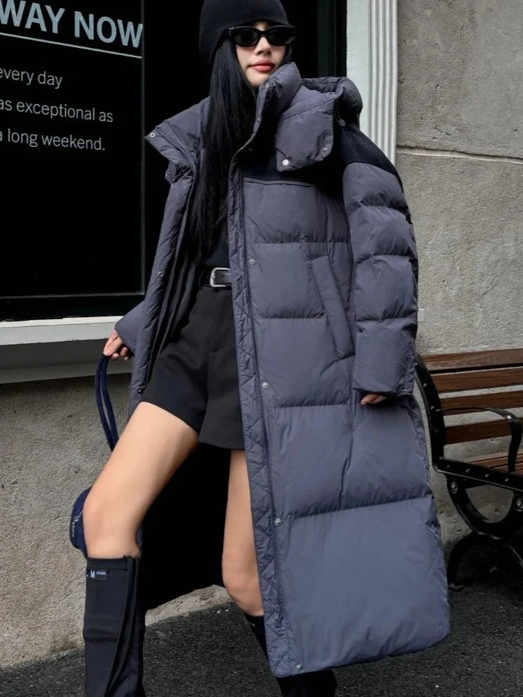 

Women 2025 New Autumn Winter Oversize Duck Down Coat Outwear Long Hooded Fluffy Puffer Jacket Thick Warm Top Clothes Female