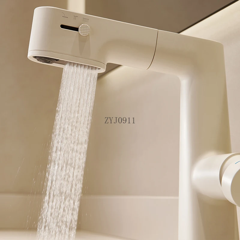 كريم رفع الهواء صنبور قابل للسحب حوض الحمام المنزلي صنبور ساخن وبارد #5