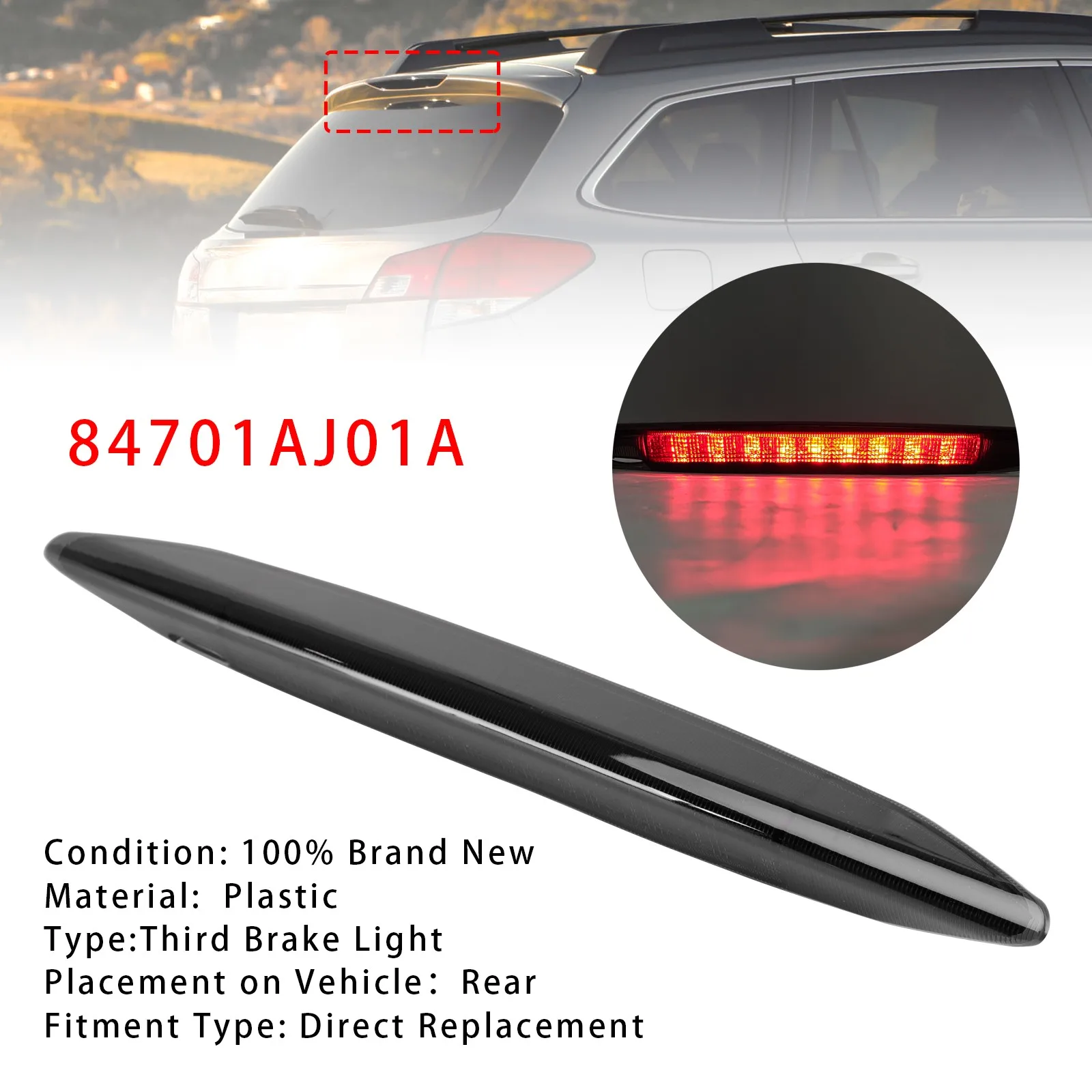 For Subaru Outback XV 2010-2014 Car Central High Brake Light Third Brake Lamp Signal Light Warning Light Accessories 84701AJ01A