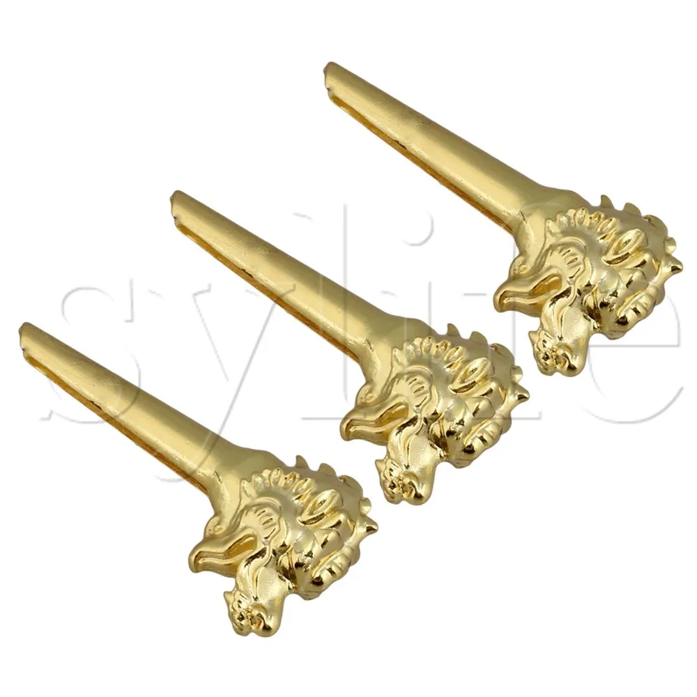 6x Gouden Draak Hoofd Metalen Akoestische Gitaar Bridge Pins Snaren Vaste Kegel