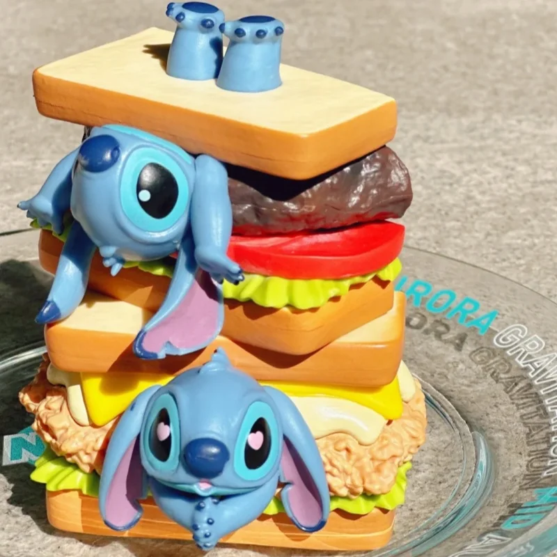 Original Disney Stitch Sandwich Series Box Fashion Player Kawaii Anime Figure Model Decoration Collection Toys Gifts