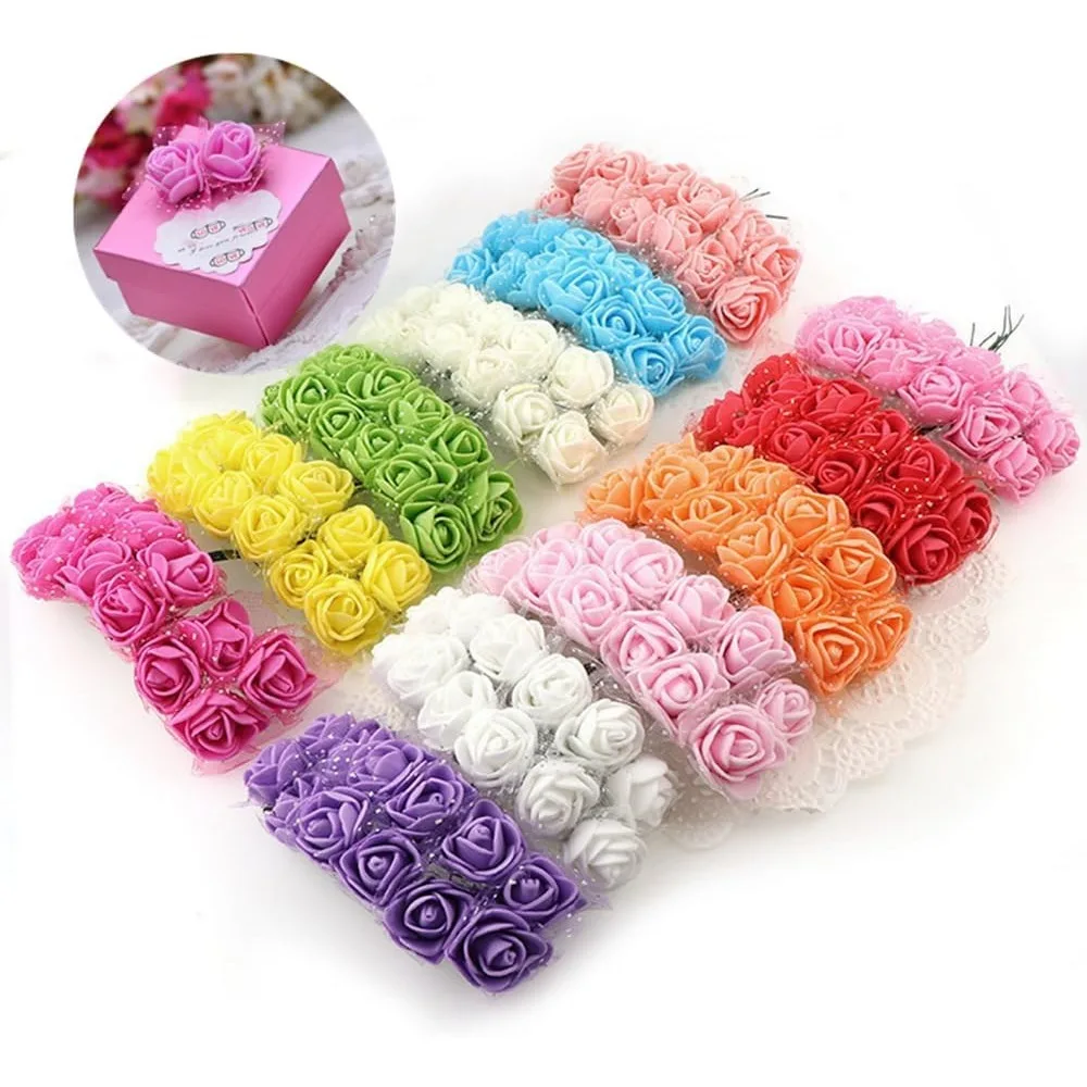 144Pcs Artificial Rose Flower Heads For Bridal Hairpin Bouquet PE Foam DIY Festival Home Decoration Wedding Decor Mother's Day
