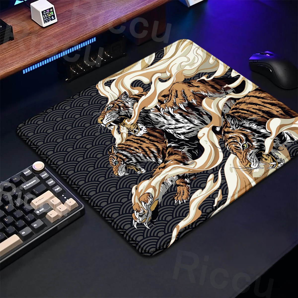 Anime Tiger XS Mouse Pad High Quality Small Desk Mats Natural Rubber Laptop Rug 40x45cm Lock Edge Mouse Mat Art Design Table Pad