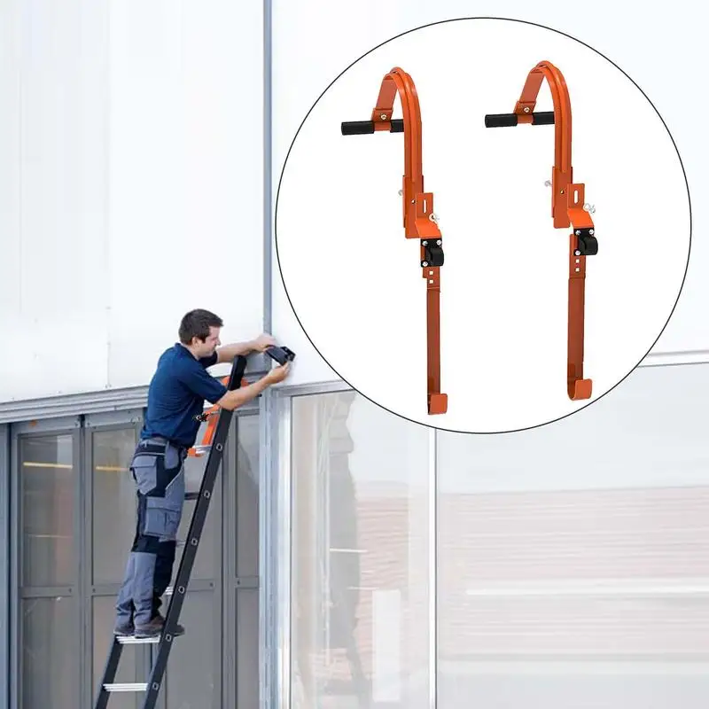 Ladder Stabilizer For Roof Steel Hook With Wheel Rubber Grip T-Bar For Damage Prevention Heavy Duty Ladder Stabilizer Accessory