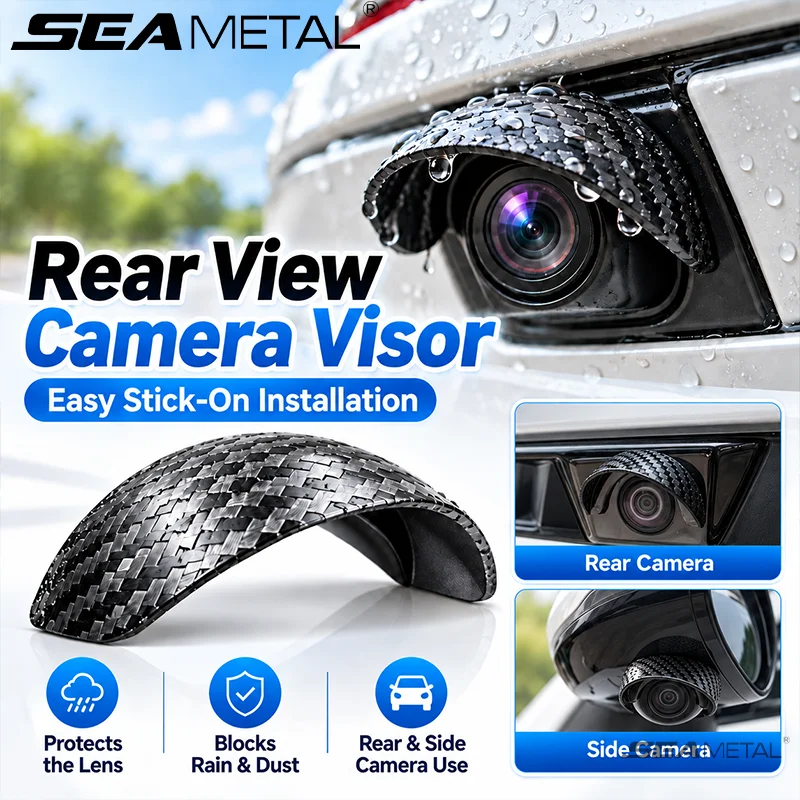 SEAMETAL Car Reverse Lens Cover Camera Rain Hood Soft PVC Adhesive Curved Splash Protection Durable Camera Weather Accessories
