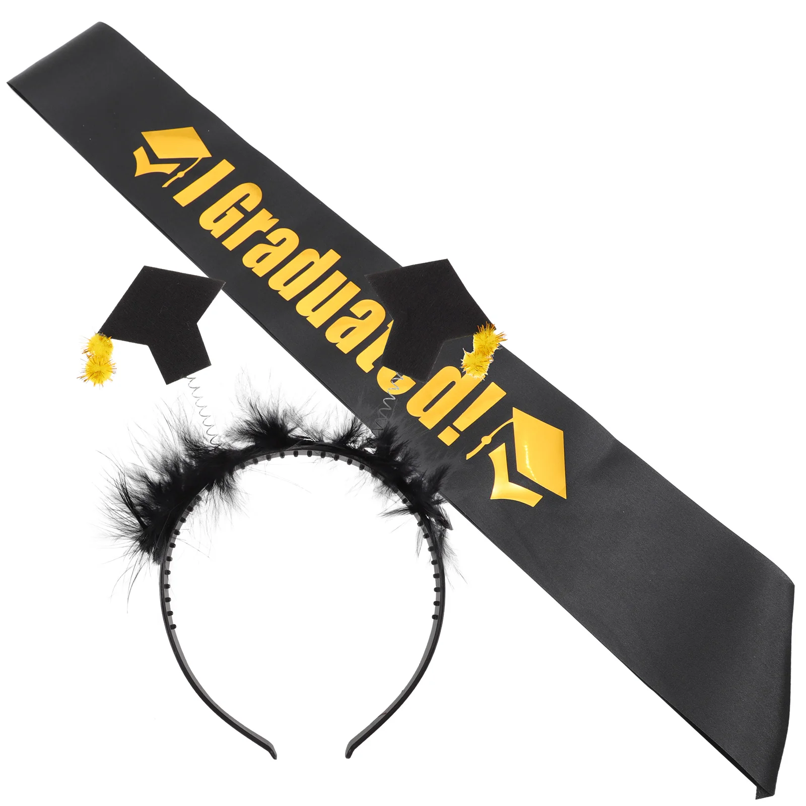 

1 set Doctor Hat Headband Set Cap Hairband Sash Accessories Costume Decorative Celebration Decoration Cap Hairband Mini Curly